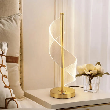 Luminária de Mesa LED Dourada Espiral