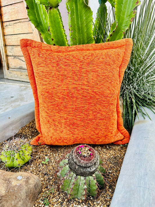 Capa de Almofada em Chenille com Aba Lateral Laranja 45x45